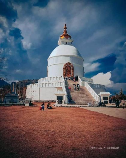 Tourists visiting World Peace Pagoda in Pokhara, Nepal